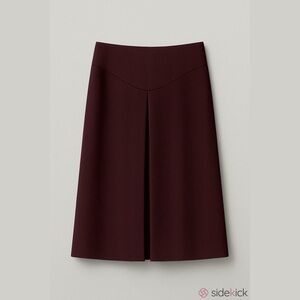 Paula Hian A-Line Midi Skirt Wool in Burgundy and Black Print Size 8